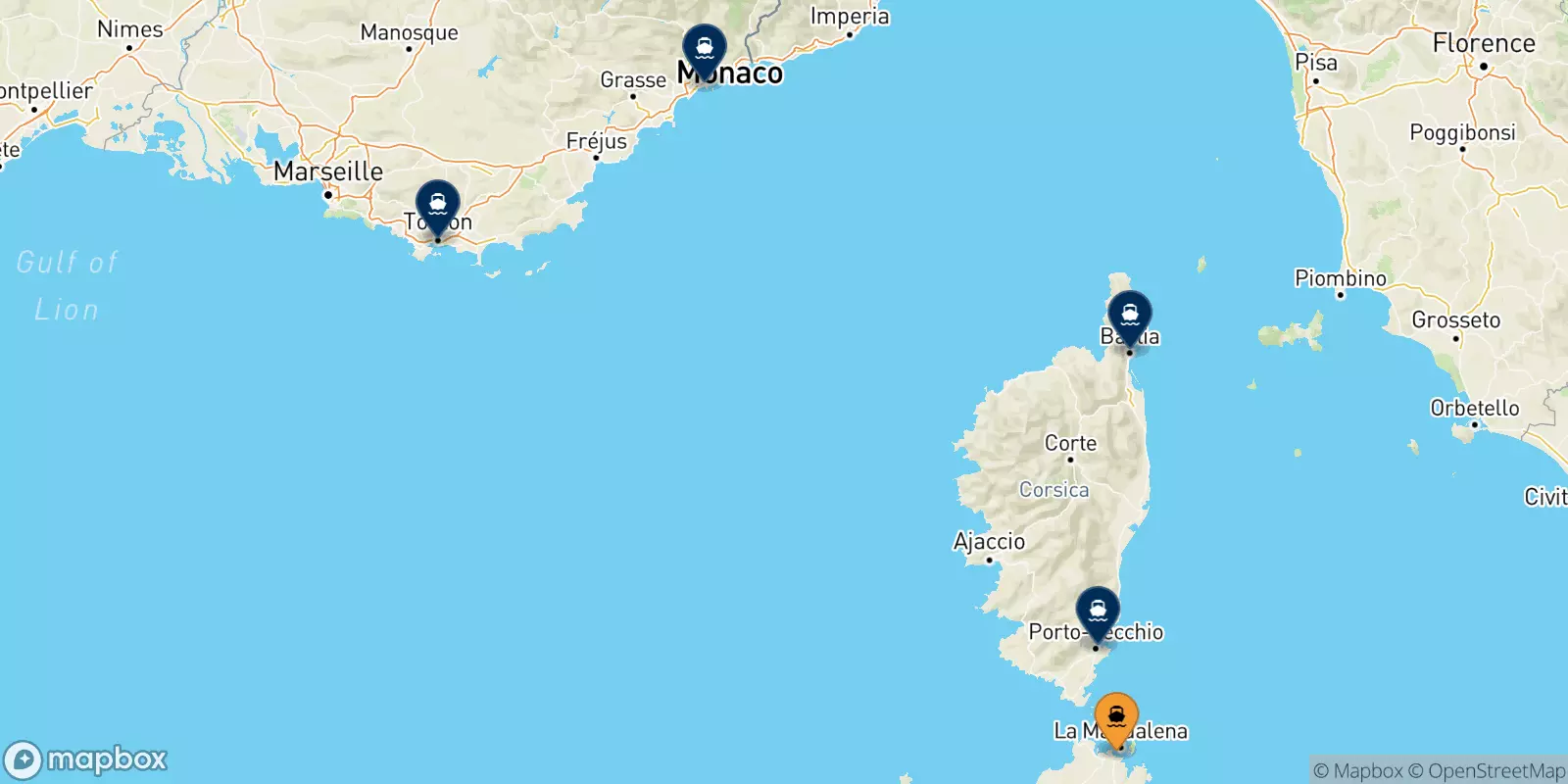 Ferries from Golfo Aranci to France