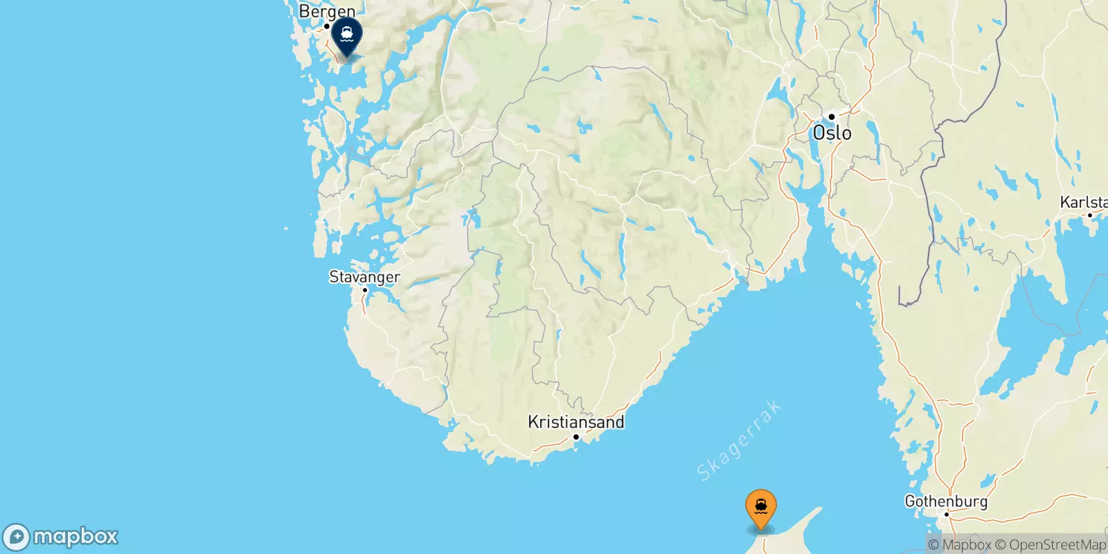 Ferries from Hirtshals to Bergen