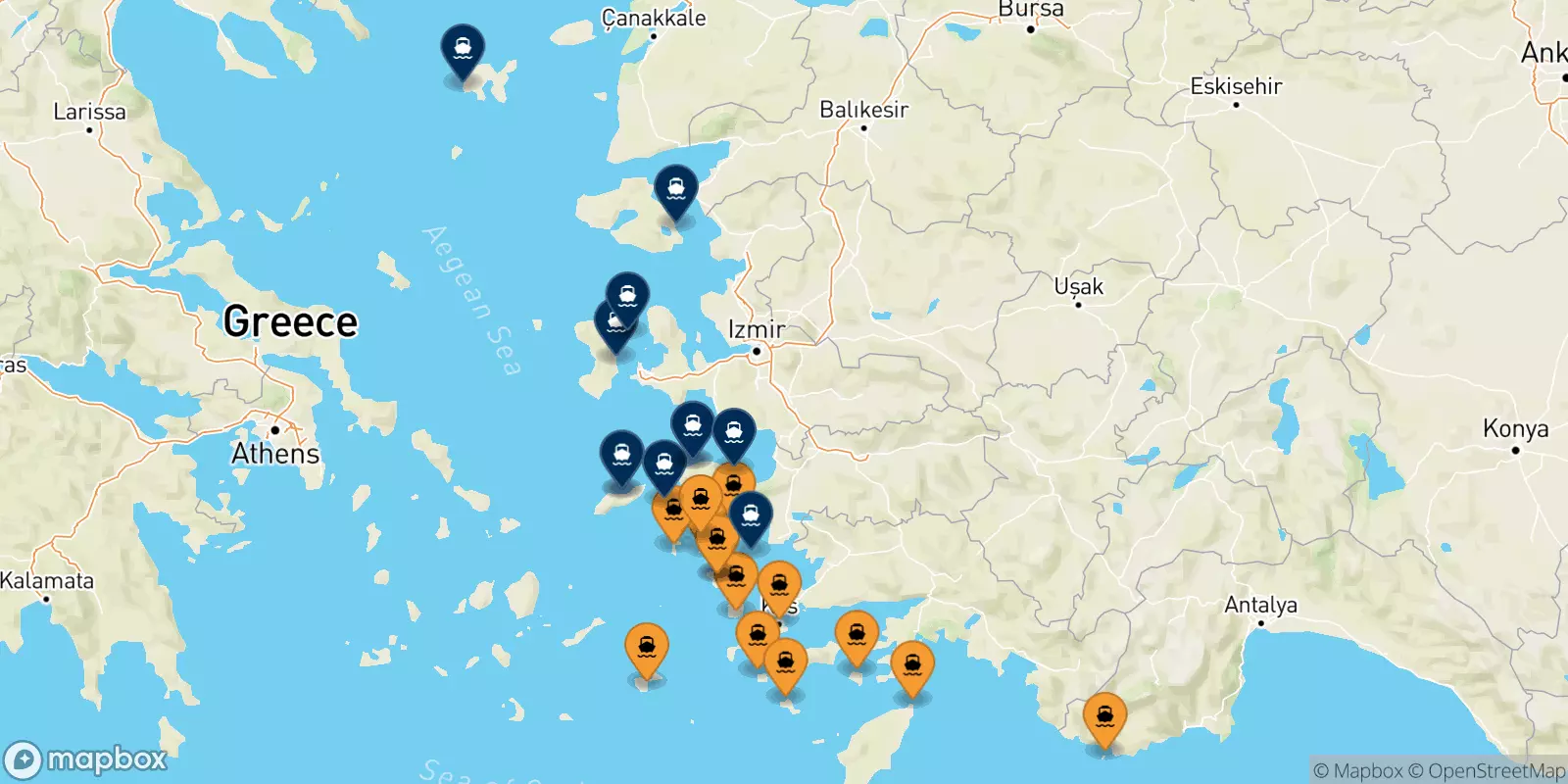 Ferries from the Dodecanese Islands to the Aegean Islands