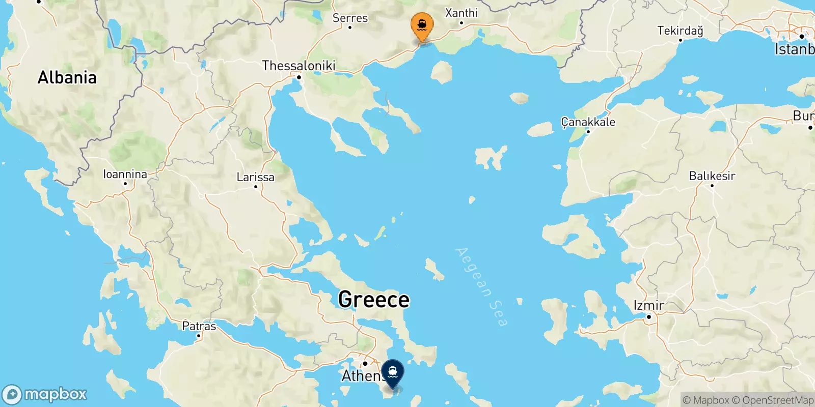 Ferries from Kavala to Lavrio