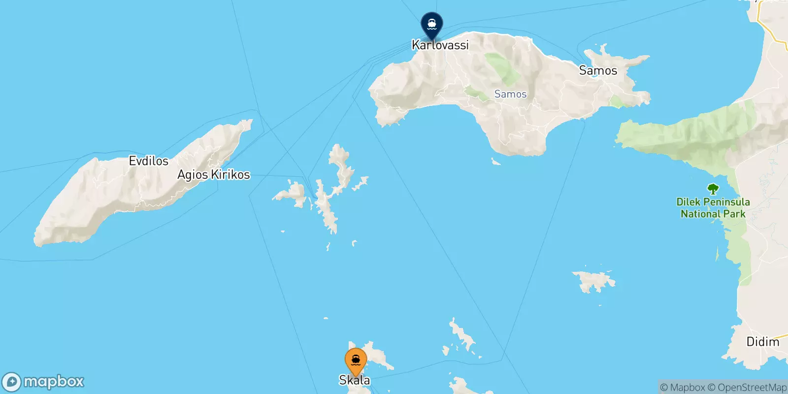 Ferries from Patmos to Pythagorio (Samos)