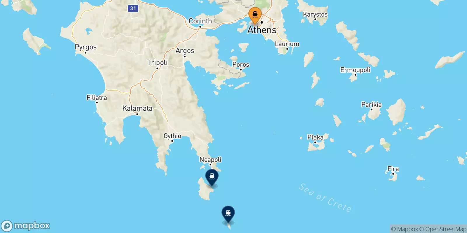 Ferries from Piraeus to the Ionian Islands