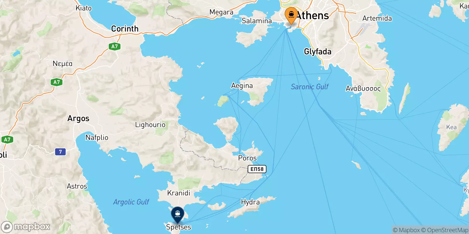 Ferries from Piraeus to Spetses