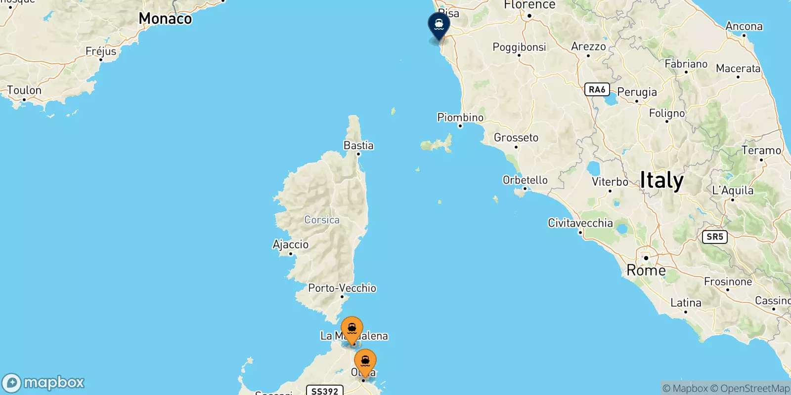 Ferries from Sardinia to Livorno