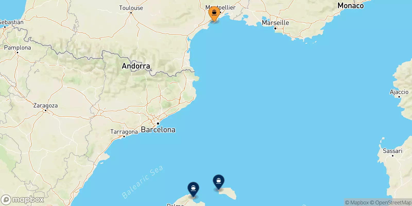 Ferries from Sete to Spain