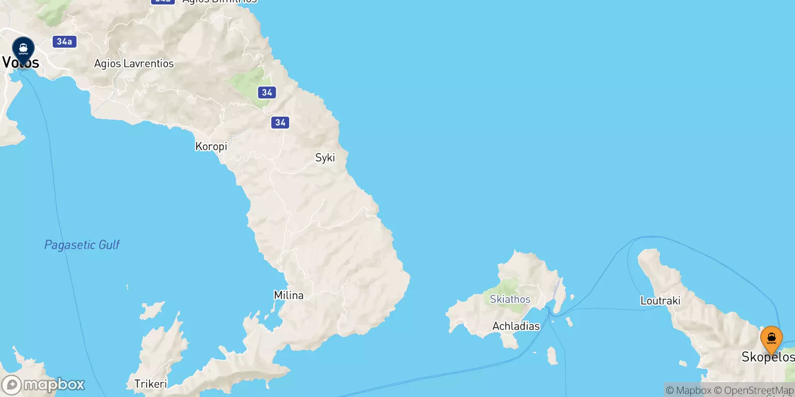 Ferries from Skopelos to Volos