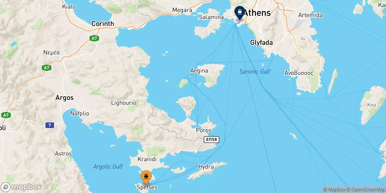 Ferries from Spetses to Piraeus