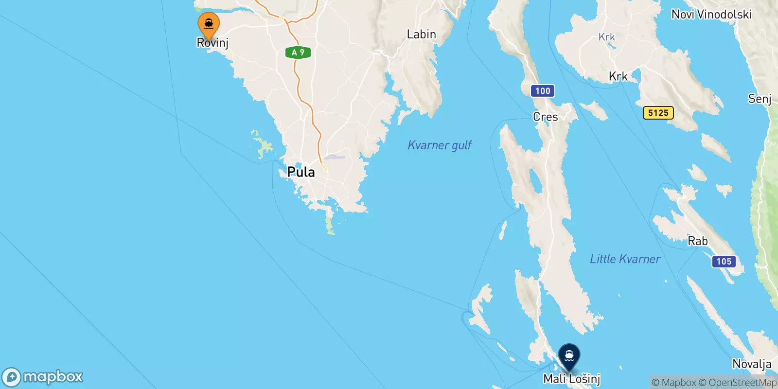 Ferries from Rovinj to Mali Losinj