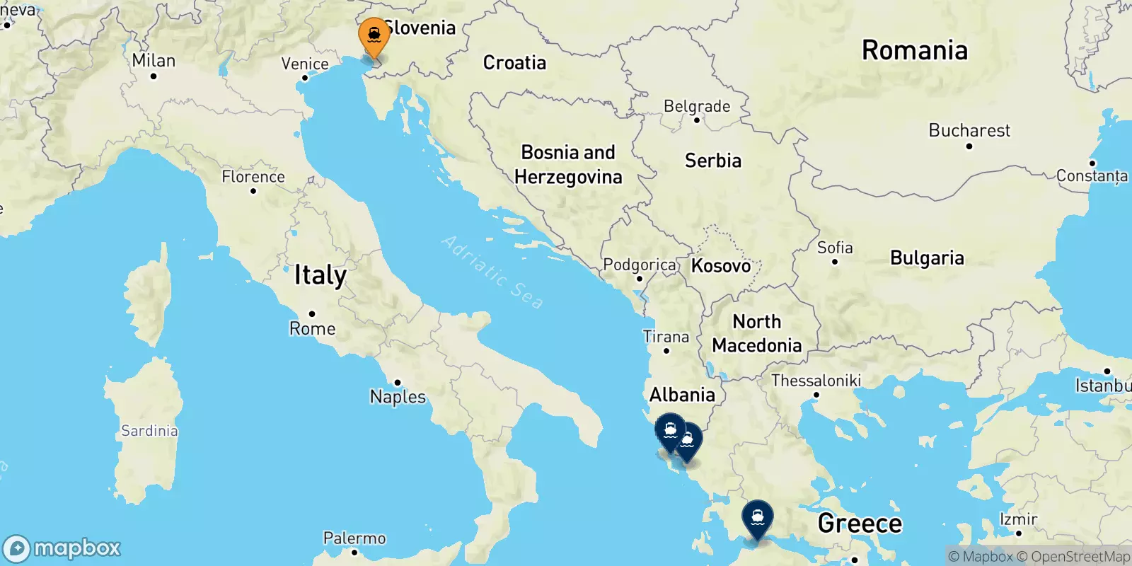 Ferries from Trieste to Greece