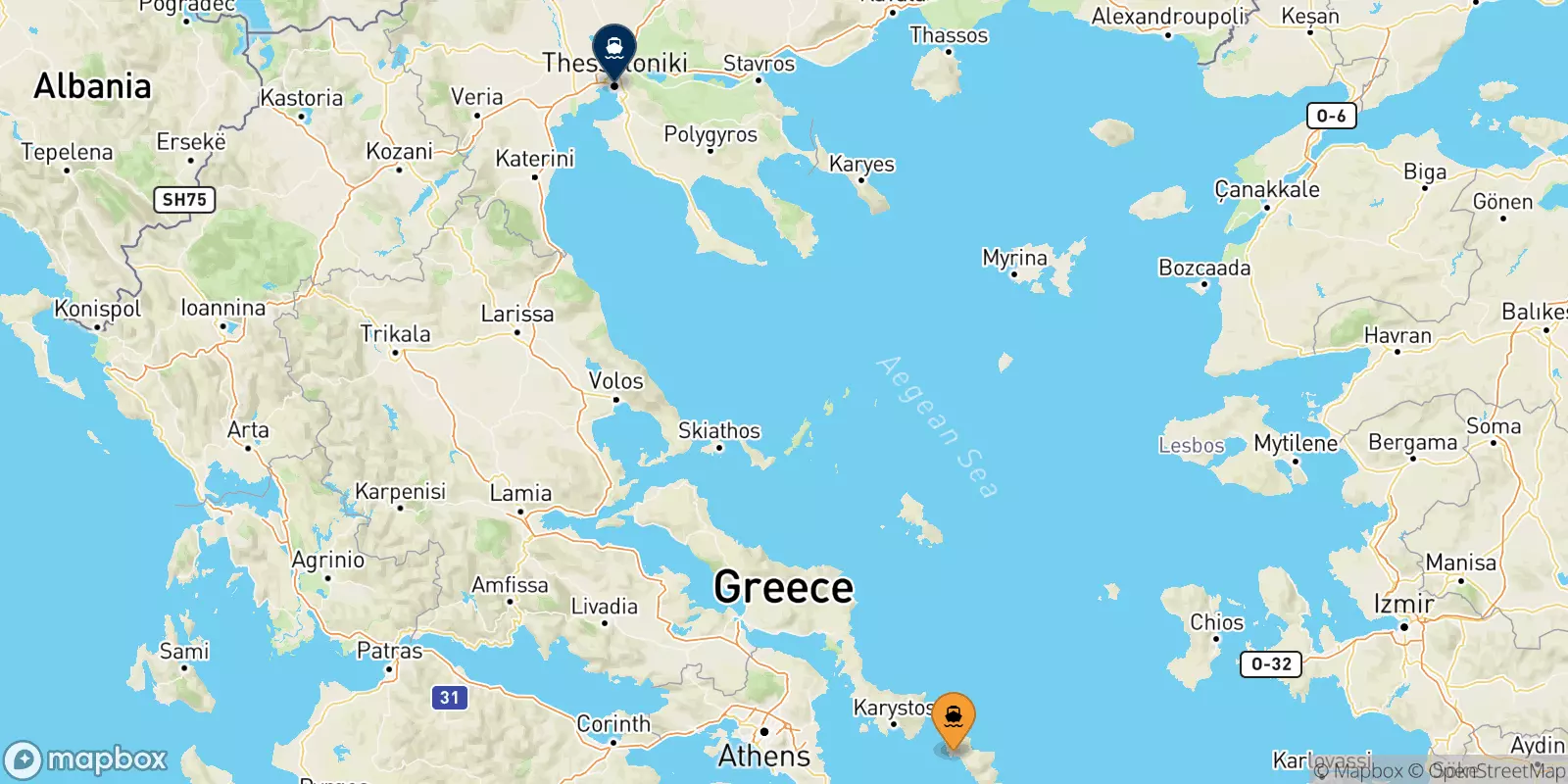 Ferries from Andros to Thessaloniki