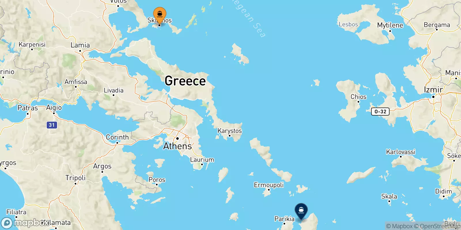 Ferries from the Sporades Islands to Naxos