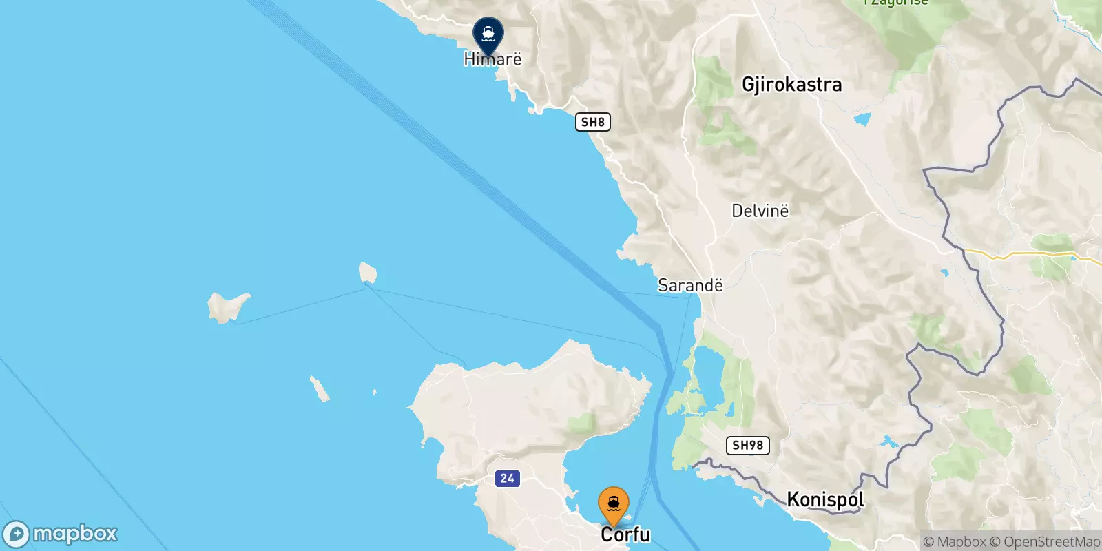 Ferries from Corfu to Himare