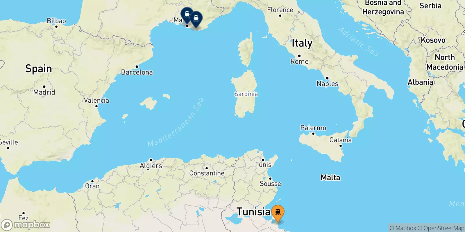 Ferries from Zarzis to France