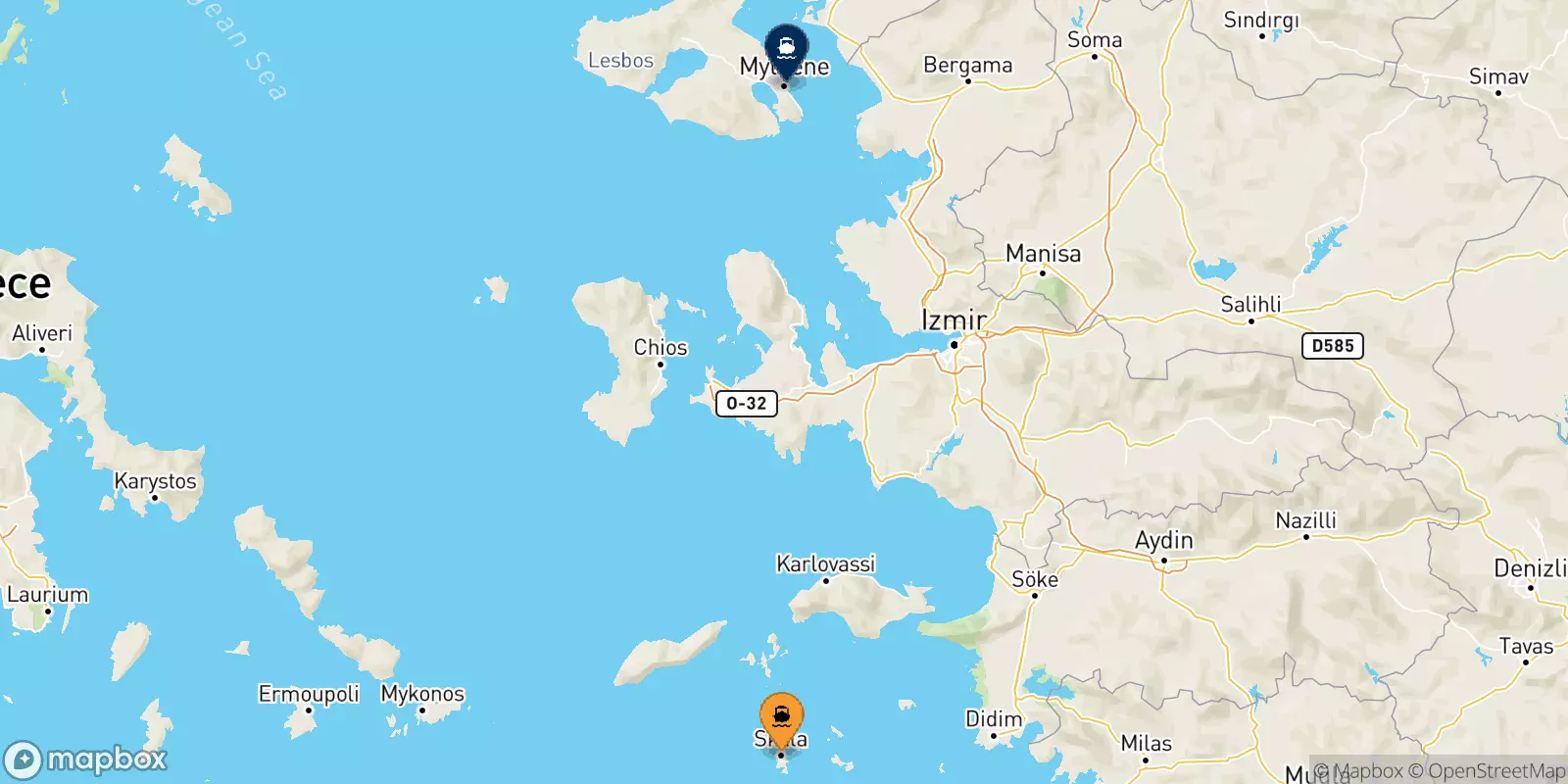 Ferries from Patmos to Mytilene (Lesvos)