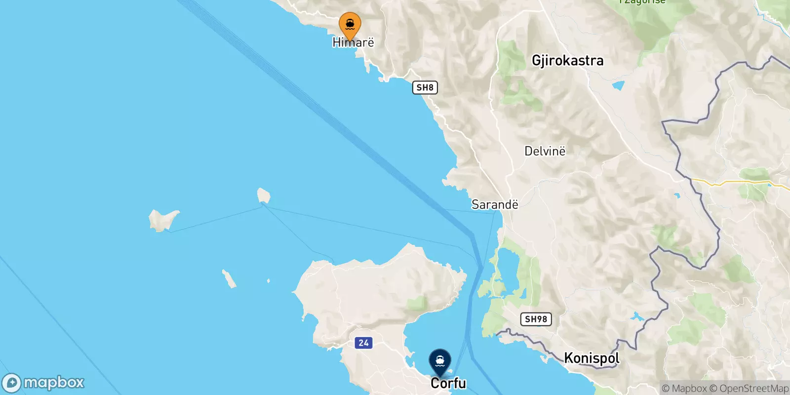 Ferries from Himare to the Ionian Islands