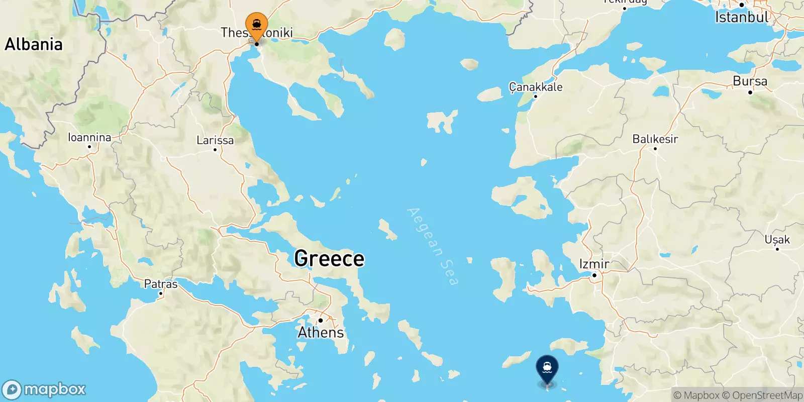 Ferries from Thessaloniki to Patmos