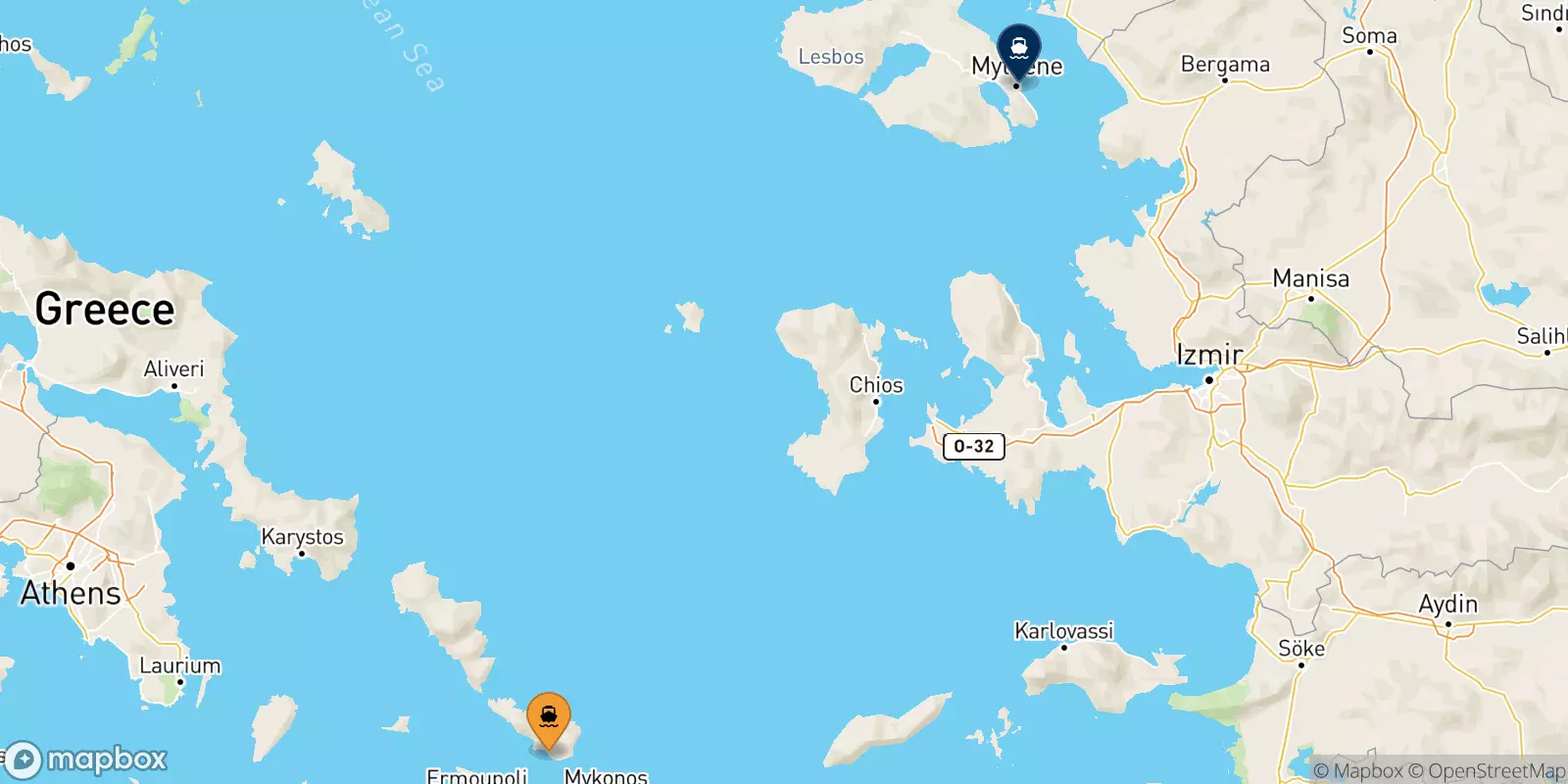 Ferries from Tinos to Mytilene (Lesvos)