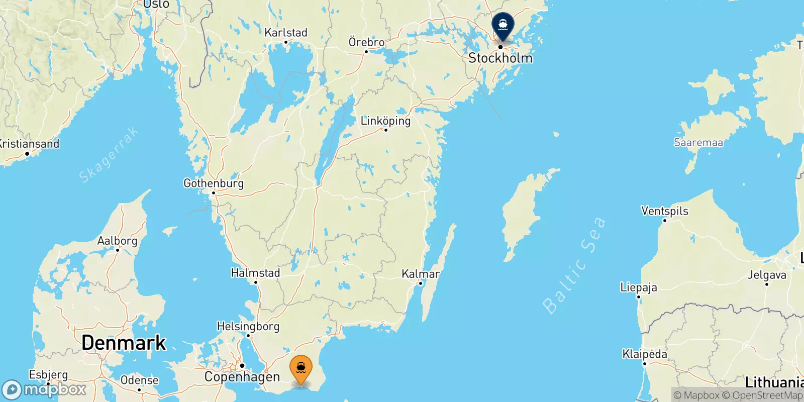 Ferries from Ystad to Stockholm