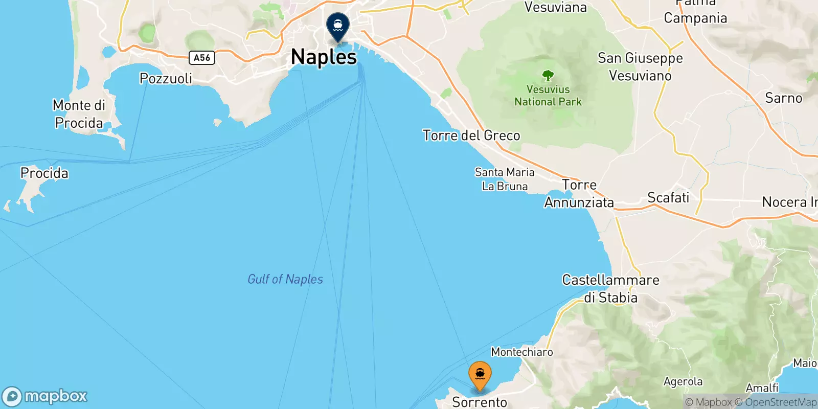 Ferries from Castellammare to Naples Beverello