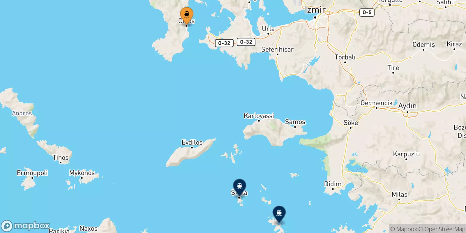 Ferries from Chios to the Dodecanese Islands