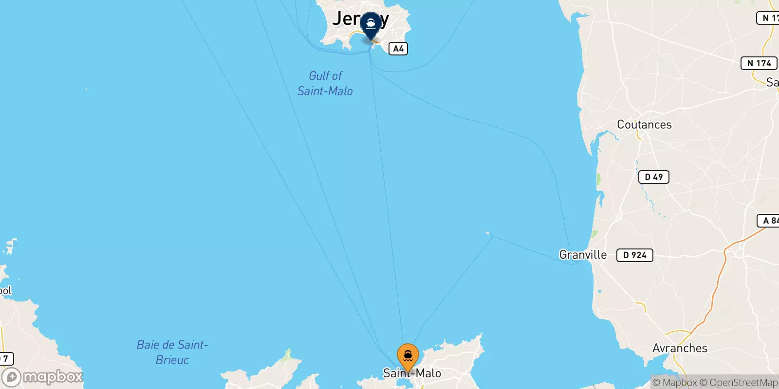 Ferries from St Malo to (St Helier) Jersey