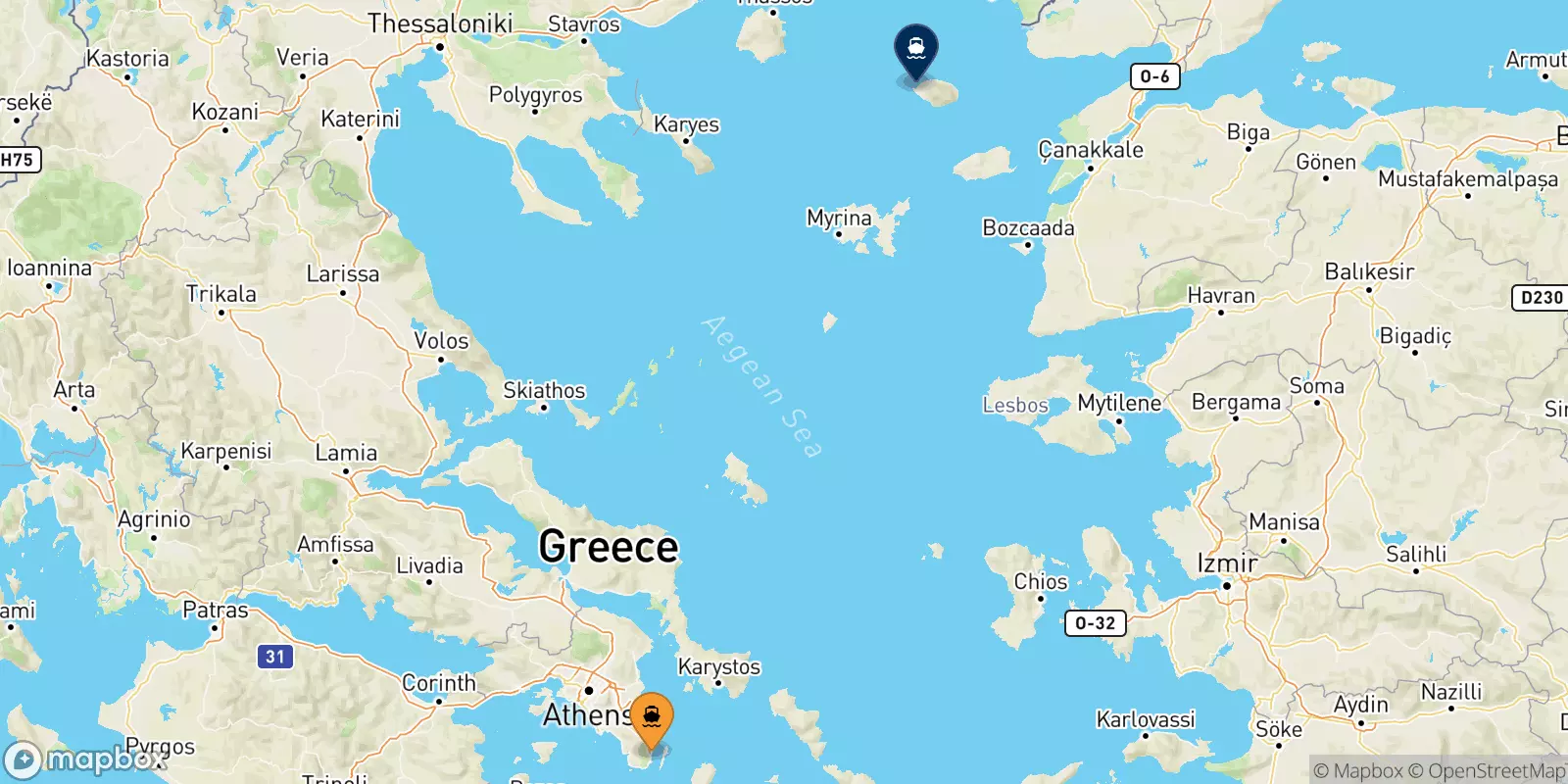 Ferries from Lavrio to Samothraki