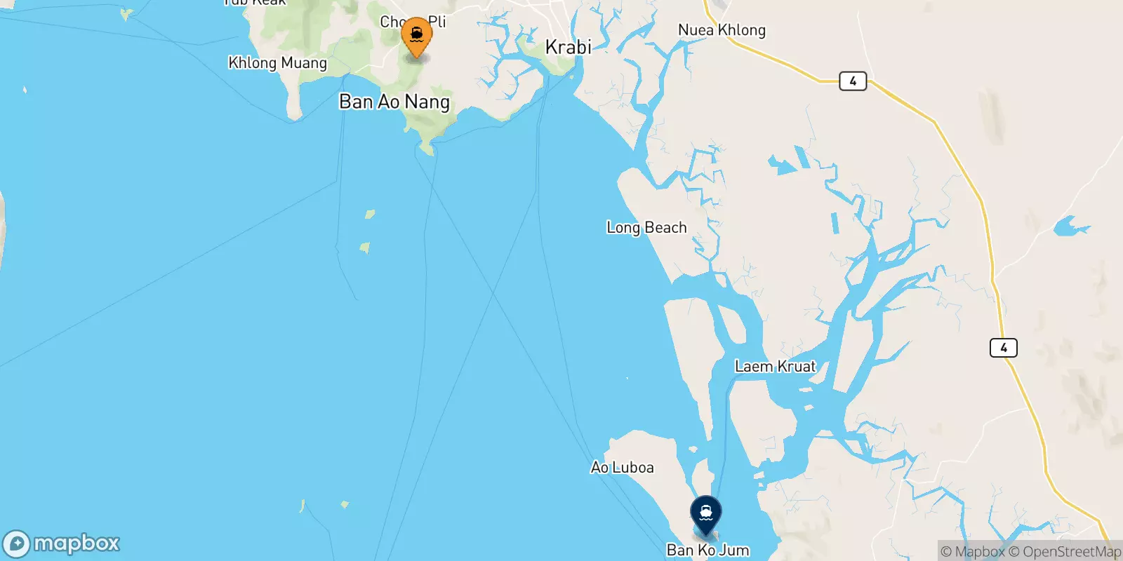 Ferries from Ao Nang (Nopparat Thara Pier) to Koh Jum
