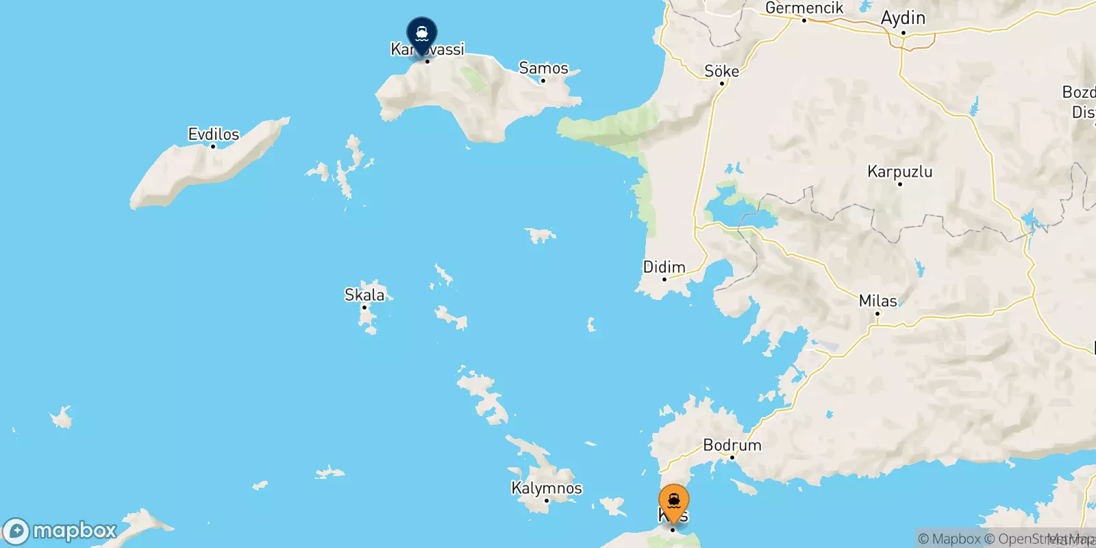 Ferries from Kos to Karlovassi (Samos)