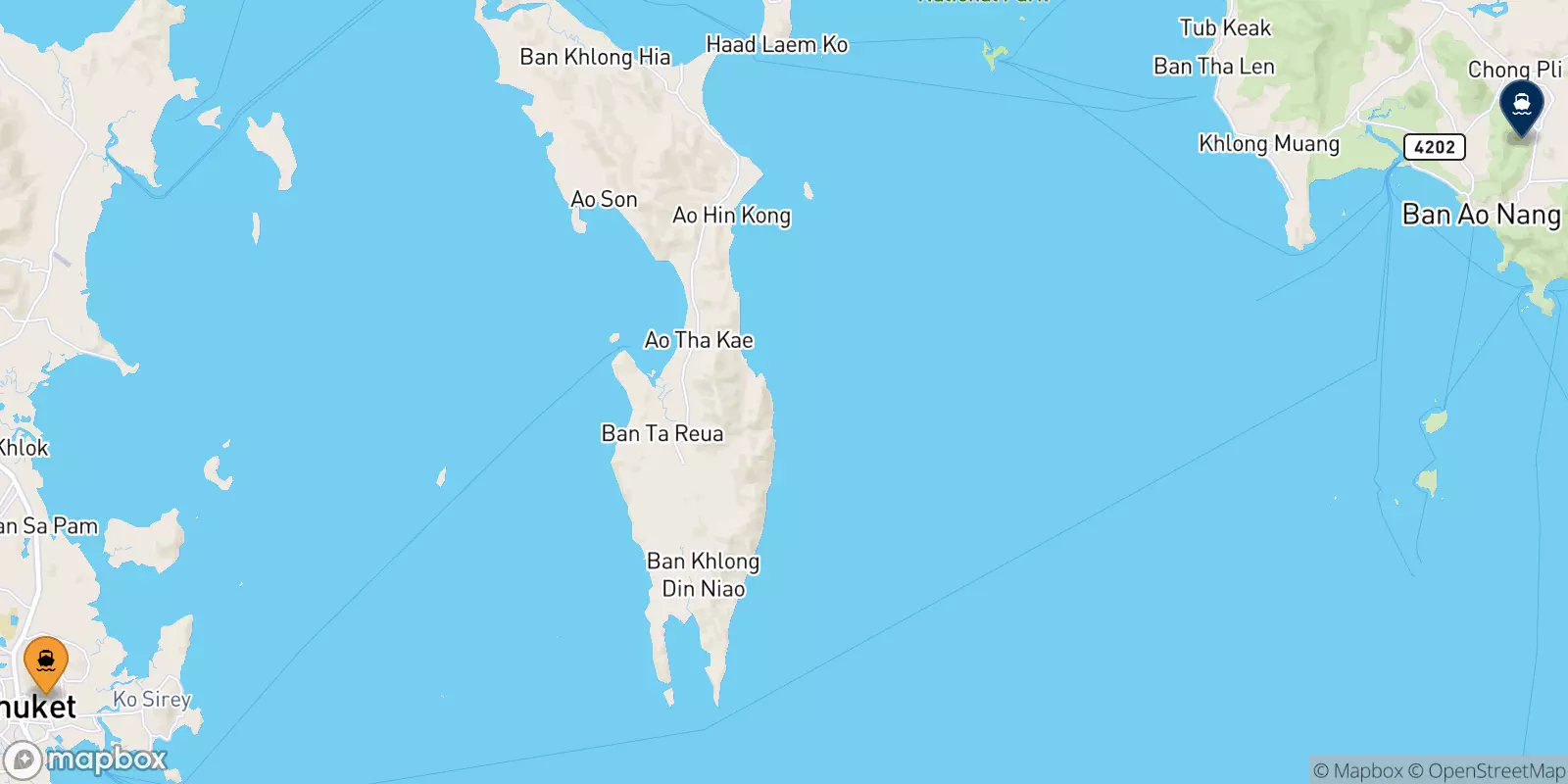 Ferries from Phuket (Rassada Pier) to Ao Nang (Nopparat Thara Pier)