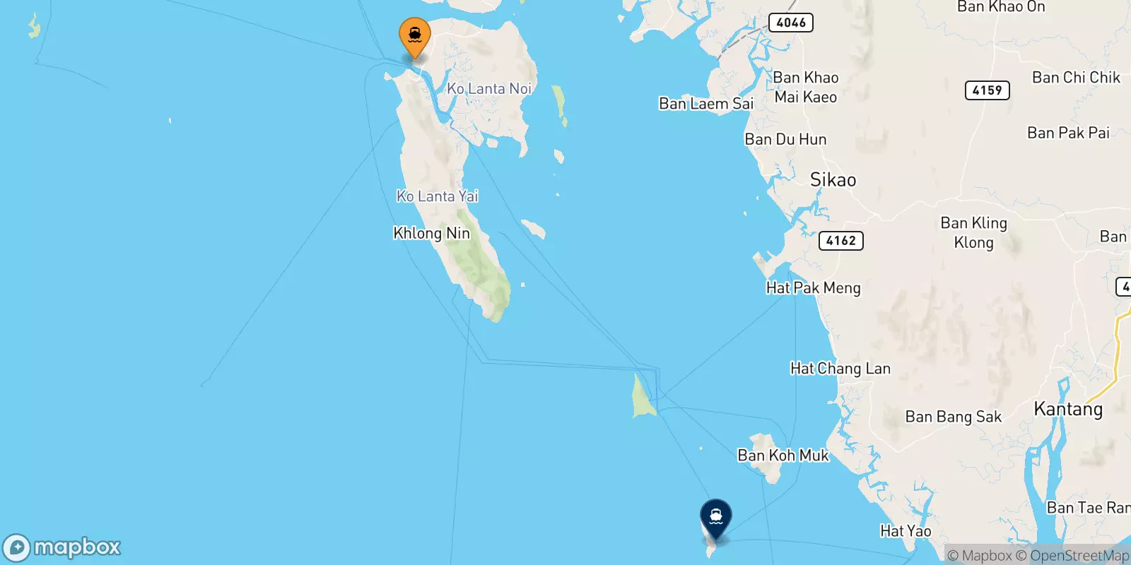 Ferries from Koh Lanta (Saladan Pier) to Koh Kradan Beach