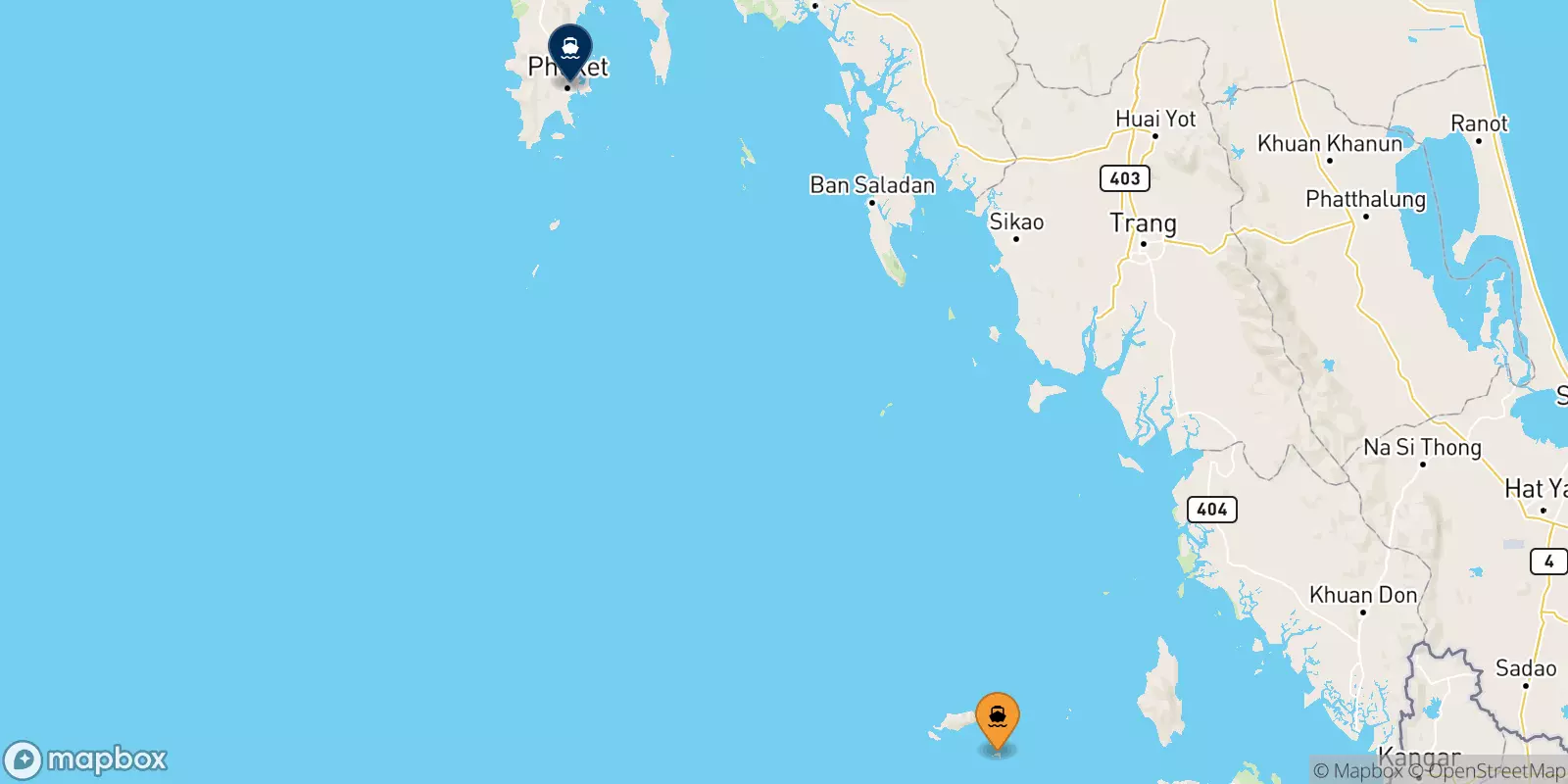 Ferries from Koh Lipe (Bundhaya Pier) to Phuket Island