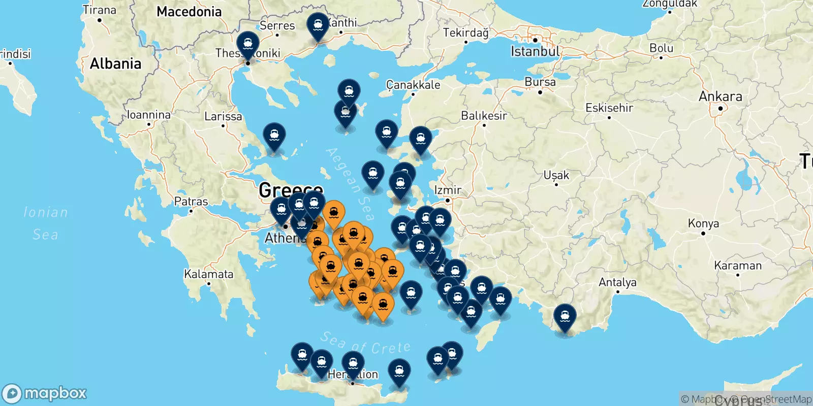 Ferries from the Cyclades Islands